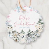 冬の動物ジェンダーが雪片を明かす フェイバータグ (正面)