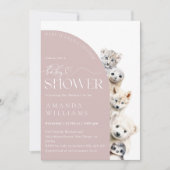 冬の動物男女兼用赤ちゃんシャワー 招待状 (正面)