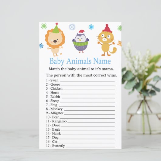 冬の動物赤ちゃん動物名ゲーム赤ちゃんシャワー (スタンド正面)