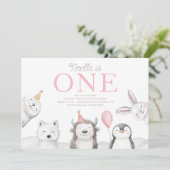 冬の動物1st誕生日招待状 招待状 (スタンド正面)