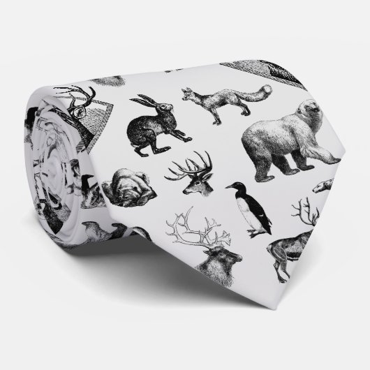 冬の動物 ネクタイ (ロール)