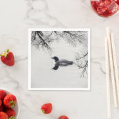 冬の北の湖で一般的なルーンの泳ぎ スタンダードカクテルナプキン (インサイチュ)