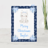 冬の北極のシロクマのメリークリスマス シーズンカード (正面)