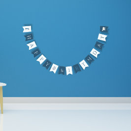 冬の北極の動物ブルーボーイバースデーパーティー バンティングフラッグ