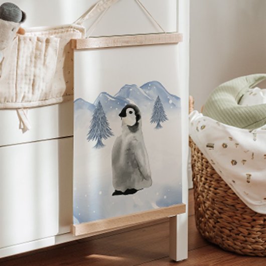 冬の北極の動物ペンギン子供部屋ウォールデコール 吊り下げ型タペストリー