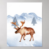 冬の北極の動物ムース子供部屋ウォールデコール ポスター (正面)