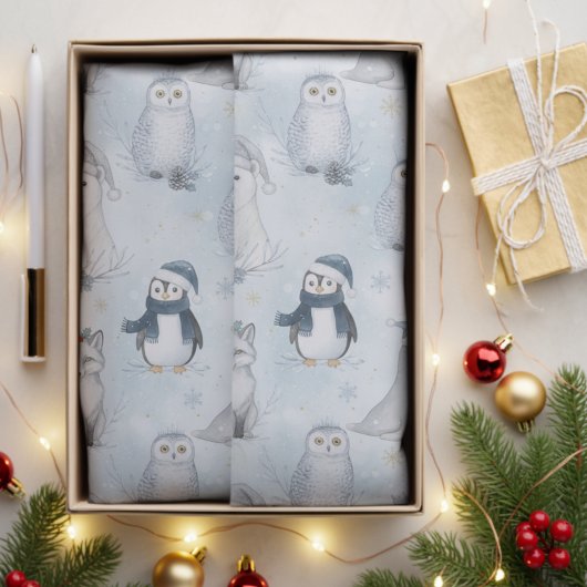 冬の北極の動物 かわいいホッキョクギョクイギョのクリスマス 薄葉紙