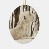 冬の北極オオカミ セラミックオーナメント (右)