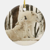 冬の北極オオカミ セラミックオーナメント (裏面)
