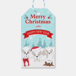 冬の北極キツネ雪景色メリークリスマス ギフトタグ