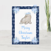 冬の北極シールメリークリスマス シーズンカード (正面)