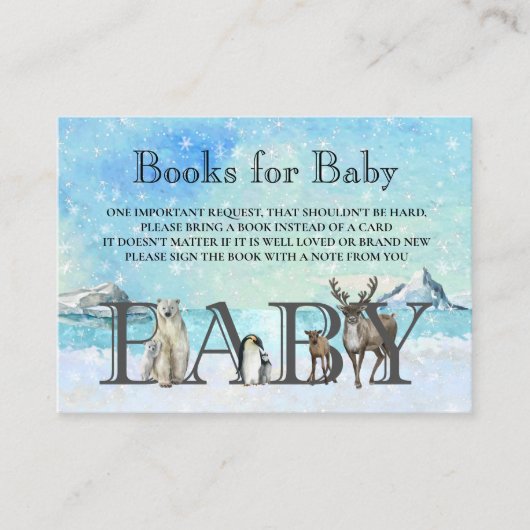 冬の北極ベビーのための本クリスマスエン エンクロージャーカード (正面)