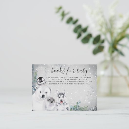 冬の北極ベビーのための本クリスマス エンクロージャーカード (スタンド正面)