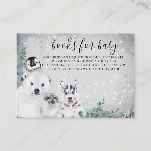 冬の北極ベビーのための本クリスマス エンクロージャーカード (正面)