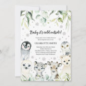 冬の北極動物の赤ちゃんシャワー 招待状 (正面)