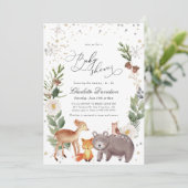 冬の北極動物の赤男女兼用ちゃんシャワー 招待状 (スタンド正面)