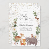 冬の北極動物の赤男女兼用ちゃんシャワー 招待状 (正面/裏面)