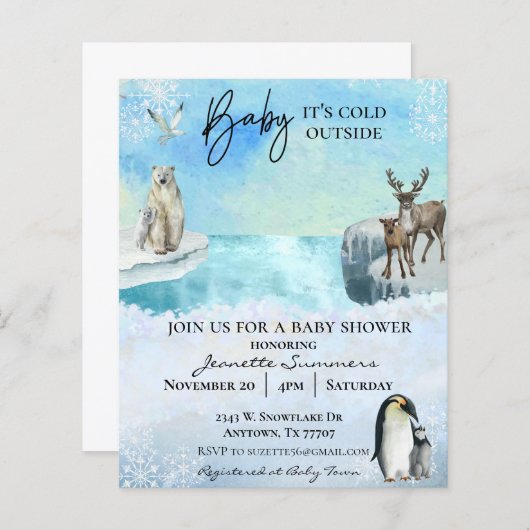 冬の北極動物ベビー外は冷たい (正面/裏面)