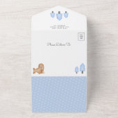 冬の北極動物海軍ブルーベビーシャワー オールインワン招待状 (外側)