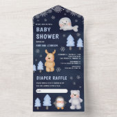 冬の北極動物海軍ブルーベビーシャワー オールインワン招待状 (内側)
