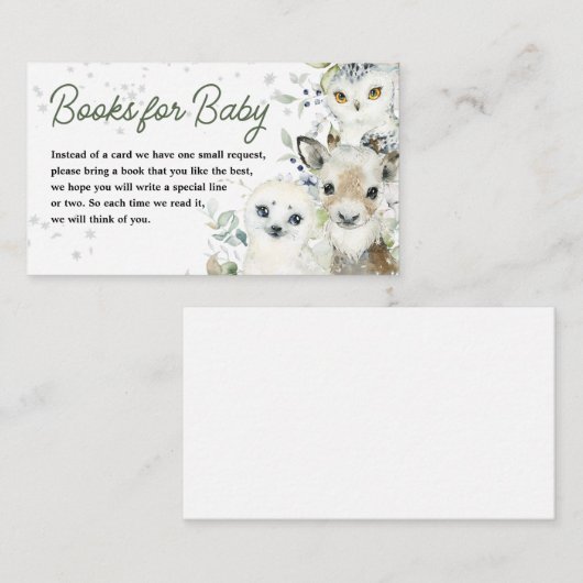 冬の北極動物赤ちゃんシャワーベビー エンクロージャーカード (正面/裏面)