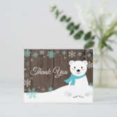 冬の北極熊の雪片アクアサンキューカード サンキューカード (スタンド正面)