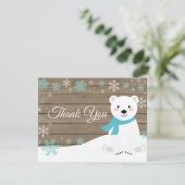 冬の北極熊の雪片アクアサンキューカード サンキューカード (スタンド正面)