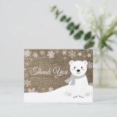 冬の北極熊白の雪片サンキューカード サンキューカード (スタンド正面)