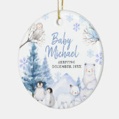 冬の北極男の赤ちゃん妊娠発表 セラミックオーナメント (左)