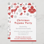 冬の北欧かわいいクリスマスパジャマパーティー 招待状 (正面/裏面)
