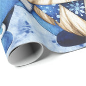 冬の北欧格言と青い牡丹 ラッピングペーパー (ロールコーナー)