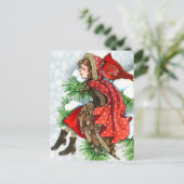 冬の友だち – （鳥）ショウジョウコウカンチョウバードガールポストカード ポストカード (スタンド正面)