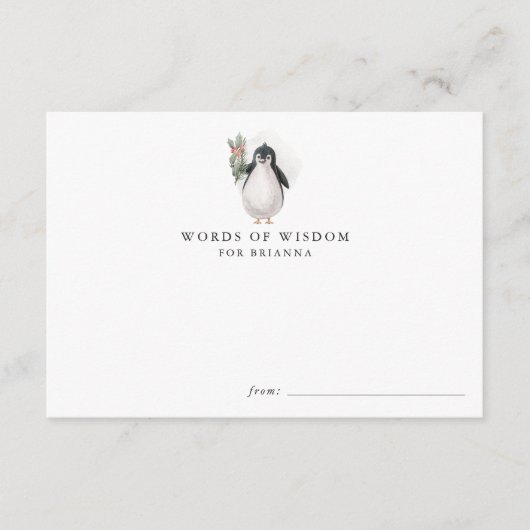 冬の友人 |クリスマスベビーシャワーアドバイスカード エンクロージャーカード (正面)