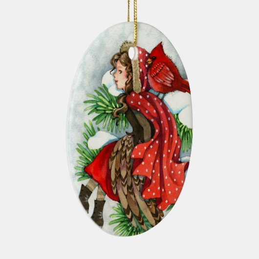 冬の友人-基本的な鳥の女の子のオーナメント セラミックオーナメント (右)