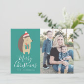 冬の友人 | Hedgehog Holidayフォトカード シーズンカード (スタンド正面)