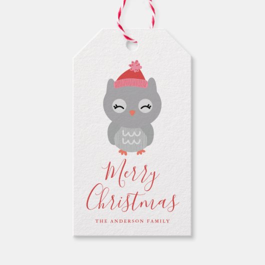冬の友人 | Owl Holiday ギフトタグ (正面)