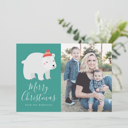 冬の友人 | Polar Bear Holidayフォトカード シーズンカード (スタンド正面)
