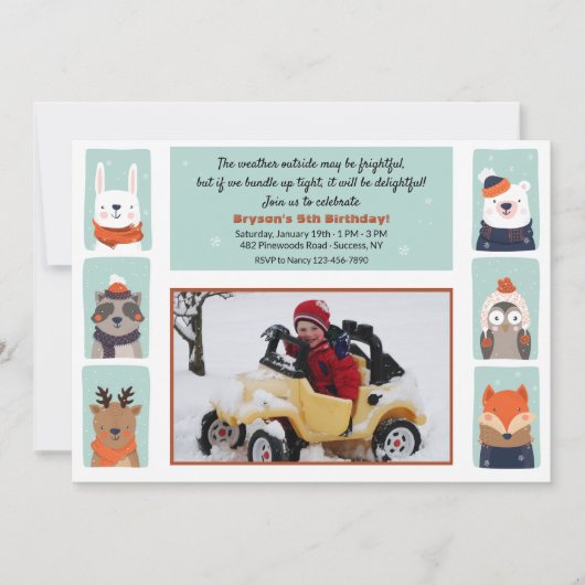 冬の友達の写真招待状 招待状 (正面)