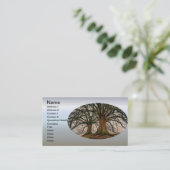 冬の古いオークの木 名刺 (スタンド正面)