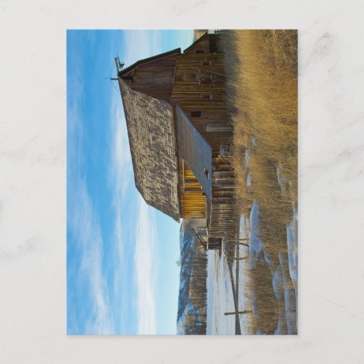 冬の古い木納屋 ポストカード (正面)