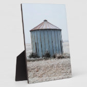 冬の古い風化穀物箱 フォトプラーク (側面)