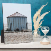 冬の古い風化穀物箱 フォトプラーク (側面)