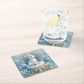 冬の可愛いウサギ スクエアペーパーコースター (インサイチュ)