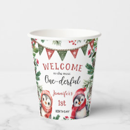 冬の可愛いペンギンクリスマス1歳の誕生日 紙コップ