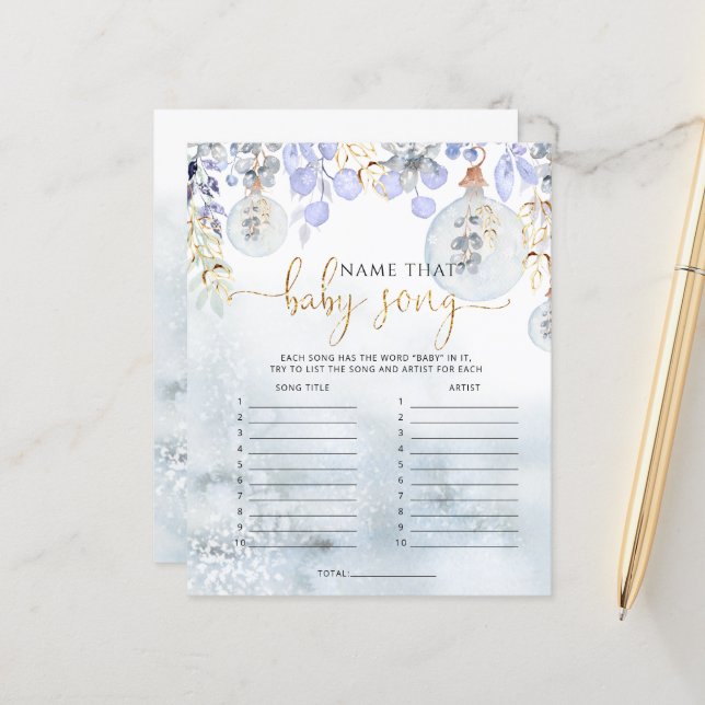 冬の名前その歌の赤ちゃんシャワーゲーム (正面/裏面インサイチュ)