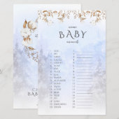 冬の名前ベビーアニマル赤ちゃんシャワーゲーム (正面/裏面)