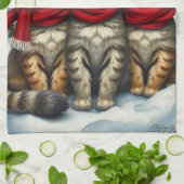 冬の名門私立校風の服装と帽子の猫 キッチンタオル (折り畳み)