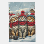 冬の名門私立校風の服装と帽子の猫 キッチンタオル (縦)