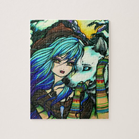 冬の吸血鬼のホワイトクリスマスのファンタジーの芸術 ジグソーパズル (縦)