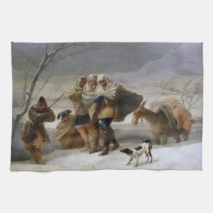 冬の吹雪(Francisco Goya) キッチンタオル